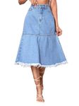 KOTTY Women's Midi Flared Skirts(Blue,S)