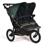 Out'n'About Nipper Double V6 Plus Pushchair with Raincover, Certified Running Buggy, Lightweight One-Hand Fold All-Terrain Twin Stroller Pram with Suspension, 14” Air-Filled Wheels (Sycamore Green)