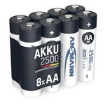 ANSMANN AA Rechargeable Batteries [Pack of 8] 2500 mAh NiMH High Capacity & Low Self Discharge AA Type Size Battery For Toys, Cameras, Flash Units, Cordless Phones, Remote Controls, Game Consoles