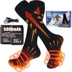 Heated Socks for Men Women 5000mAh Rechargeable Electric Socks with 3 Levels Settings Electric Thermal Heating Socks for Winter Outdoor Sport Cycling, Skiing, Hiking