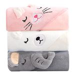 Hooded Baby Towel - 3 Pack Soft and Cute Animal Design Baby Bath Towel for - Baby Towel with Hood for Baby Boy and Girl - 79 79cm/31.4x31.4 Inch