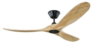 Generation Lighting 3MAVR60BKNW | Custom Maverick II Energy Star 60" Ceiling Fan and Hand Remote Control, 3 Balsa Wood Blades, Matte Black Housing with Natural Wood Blades