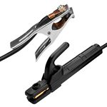JACAZOOY Welding Electrode Holder 4.9ft Stick Copper Plier Ground Clamp MMA Mini Welding Rod Copper Clamp Tool Accessories With Cable for Welder