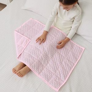 Mr. Sandman Weighted Blanket 2LBS 20 x 30 Inches, Minky Dots Heavy Blanket with Glass Beads, Soft and Cooling for School and Home, Pink