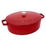 STAUB Specialty Shaped Cast Iron 6.25-qt Shallow Oval Dutch Oven-Cherry