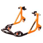 Grand Pitstop Universal Adjustable Rear Paddock Stand for Motorcycle with Swingarm Rest (360° Dismantable, Black + Orange, Motorcycle Weight Up to 280 Kgs)