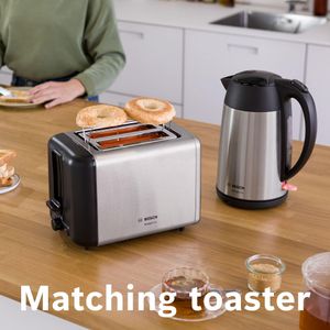 Bosch DesignLine Stainless Steel Cordless Kettle 1.7L – Silver & Black