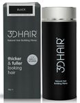 3D Hair Building Fibres 35g Bottle Hair Fibres for Thinning Hair for Women & Men, Hair Powder for Thinning Hair - Make Hair Look Thicker in Seconds with hair filler (Black)