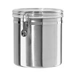 Oggi 150-Ounce Jumbo Stainless Steel Kitchen Canister with Clear Arylic Lid and Locking Clamp