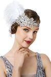 BABEYOND Women’s 1920s Headband Flapper Feather Headpiec with Chain Roaring 20s Great Themed Party Hair Accessory