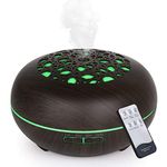 WD&CD 550ML Essential Oil Diffusers Ultrasonic Aroma Diffuser Humidifier Cool Mist with Remote Control, Waterless Auto-off, Adjustable Mist Mode, 7 Colors, 3 Timer Setting (Deep Wood Grain)