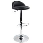 KKTONER PU Leather Round Bar Stool with Back Rest Height Adjustable Swivel Pub Chair Home Kitchen Bar stools Backless Stool with Footrest (Black)