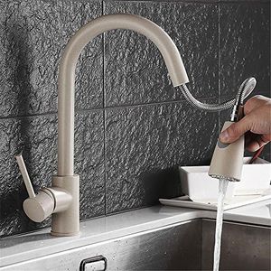 Fashionapple Rubinetti per lavelli da cucina Estrarre il colore dell'avena fredda a bocca girevole calda Rubinetto Miscelatore da Cucina Rubinetto per Lavello