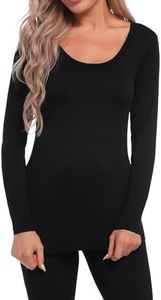 INNERSY Camiseta Termica Mujer Manga Larga Negro Ropa Interior Térmica Fina Capa Base Invierno (L, Negro)