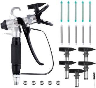 Dotool 16 Pcs Airless Paint Sprayer Gun with Nozzle Guard,5 Spray Tips,10 Filters，3300PSI High Pressure Swivel Joint for House Interior and Exterior,Garden,Fences（211,313,415,517,623）