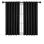 AMEHA Eyelet Blackout Curtains for Bedroom Soundproof Thermal Insulated Ring Top Kitchen Black Curtain 46x54 Inch, 2 Pieces with Tiebacks