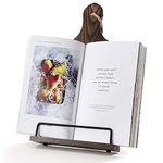 (Dark Brown) - Cookbook Stand, Rustic Wood Cookbook Holder Cutting Board Style, Adjustable Recipe Ipad Tablet Book Holder and Stand for Kitchen with Anti-Slip Kickstand (Dark Brown)