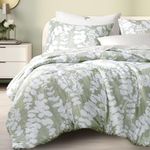 Codi Sage Green Comforter Set King Size, Floral Bedding Sets for Women | Nature Botanical Style, Unique Reversible Design, Better for Spring and Summer | Leaf Print 3 Pieces