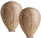 2 Packs Wasp Nest Trap, Eco-Friendly Effective Natural Paper Hanging Fake Wasp Nest, Decoy Wasp Deterrent for Hornets Bee, Wasp & Hornet Control for Home and Garden Outdoors