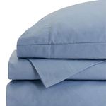 Red Land Cotton Luxury Sheet Set | 100% American Grown Cotton Basics | Premium Hotel Ultra-Soft Lightweight 4 Piece USA Made Deep Pocket Fitted, Flat Sheet, & Pillowcases Percale Weave (Queen/Blue)