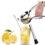 Stainless Steel Professional Cocktails Set - Muddler Old Fashioned Cocktail Kit Ice Crusher - Groove Fresh Lemon Juicer Hand Press Stainless Steel Lemon Squeezer Manual Press for Restaurant Kitchen