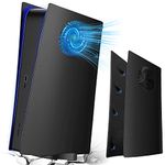 Plate Black for ps5 Faceplate Digital with Cooling Vents Case Cover Replacement Plate for PS5 Digital Edition Hard Shell Faceplate Skin Cover Plates ABS Side Plate for PS5 Console Black