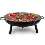 Crystals Outdoor Fire Pit, Fire Pits for Garden, BBQ Fire Brazier for Camping Picnic, Steel Fire Bowl Patio Heater Charcoal Log Wood Burner, 58 cm - Matt Black