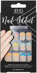 Ardell Nail Addict Press On Nails Artificial Nail Kit - Multi-Color French Tip, Short Square Shape, 24-Pc with Glue, Trendy Acrylic Fake Nails for DIY Manicure