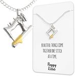 Happy Kisses Sewing Charms Necklace Gifts For Quilters and Sewers – Gift Card Message “Beautiful Things Come Together One Stitch At A Time”