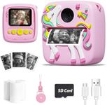 Lizzbey Kids Camera Instant Print, Christmas Birthday Gift for Girls 3-12 Year Old, 1080P Kids Digital Camera Toys with Unicorn Cover, Toddler Camera for 4 5 6 7 8 9 10 Year Old Girls Boys