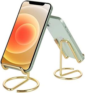 ROPOSY Cell Phone Stand for Desk, Cute Metal Gold Cell Phone Stand Holder Desk Accessories, Compatible with All Mobile Phones, iPhone, Switch, iPad