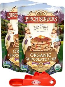 Birch Benders Organic Chocolate Chip Pancake and Waffle Mix, 16 oz (Pack of 2) with By The Cup Swivel Spoons