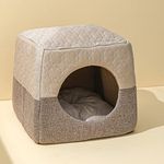 Cat Cave Bed for Indoor Cats up to 7kg, 37x33x30cm 3 in 1 Warm Cave Cat House Cat Sofa Bed Foldable Microfiber Tent with Removable Washable Cushion Pillow for Kitten Cats Small Dogs Puppy Small Pets