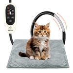 Asstikoo Pet Heating Pad, Adjustable Dog Heating Pad with 4-Level Timer and 30-55℃ Temperature, Cats Indoor Heating Blanket for Puppies with Chew Resistant Cord, Electric Pet Heated Mat(M-45 * 45cm)