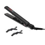 MHU Flat Iron 1 Inch Professional Travel Portable Negative Ions Protect Hair Hair Straightener&Curler Anti frizz Dual Voltage Salon Floating Titanium Plate Hair Iron Fast Heat Adjustable Temp Black