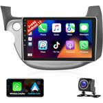 Podofo 2+64G Wireless Apple Carplay Android Auto Car Stereo for Honda Fit 2008-2013,10.1 Inch Car Radio Touchscreen with GPS/Bluetooth/WiFi/FM&RDS Radio/HiFi/Steering Wheel Control+AHD Backup Camera