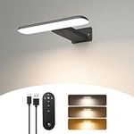 FULEN Picture Lights for Wall, Battery Operated Wall Lights Rechargeable, Cordless Dart Board Lights, LED Wall Sconces for Pictures,Frames&Mirros, 3 Color Temperatures, Remote Control, Black