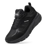 FitVille Mens Extra Wide Fit Trainers Walking Shoes with Arch Support High Rebound Comfortable Running Sneakers for Flat Feet Plantar Fasciitis X-Wide 9 UK Jet Black