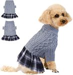 Turtleneck Pullover Dog Sweater, Knitwear Turtleneck Cable Warm Knit Dog Sweater Cute Knitted Dresses Warm Pet Winter Clothes Outfits for Dogs(Grey, L)