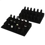 Foraineam 2 Pack Finger Ring Display Black Velvet 18 Slot Jewelry Counter Showcase Storage Organizer Holder