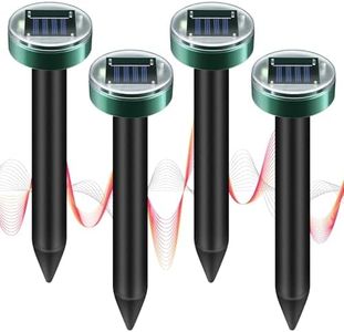 4Pack Mole Repellent Solar Powered,Sonic Spike Stakes Chaser for Lawn,Garden Yards,Farm,Outdoor Ultrasonic Repeller for Snake,Rodent,Gopher,Vole Groundhog Squirrel Chipmunk Waterproof Pest Control