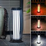 Solar Lantern Floor Lamp Outdoor&Indoor, VETWINS Waterproof Solar Flickering Flame Light for Garden Decoration, Metal Solar USB Rechargeable Table Lamp Solar Outdoor Lights