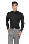 MANQ Men's Slim Fit Shirt (MSPINTEX-Black-44_Black_44)