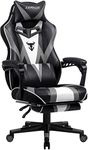 Zeanus Gaming Chairs for Adults, Recling Gamer Chair with Footrest, Ergonomic Computer Gaming Chair with Massage, High Back PC Gaming Chair, Big and Tall Game Chair for Kids(Gray/Black/White)