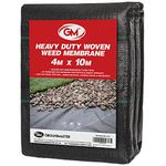 GroundMaster 4m x 10m Heavy-Duty Weed Control Membrane Woven Polypropylene Ground Cover Fabric for Gardens, Landscaping, Driveways and Patios - Easy Install Weed Membrane with Water Permeable Barrier
