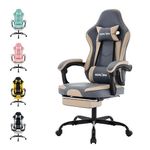 SUKIDA Gamers Choice Gaming Chair - Gaming Chairs for Adults 300lbs, Ergonomic Gamer Gamingchair with Footrest Cool Pc Computer Comfy Fabric Swivel Recliner Adjustable Massage Lumbar, Grey Blue