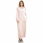 Oksun Womens Dressing Gown Full Length Hooded Robe Fleece Winter Warm Soft Bathrobe, Hood-pink, UK14-20(label XL)