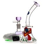 Mimi Bong Glass Bong, Bong Pipe Water Bongs for Smoking Bong Bowl 14.5mm Height 16.5cm 250g Recycling Tornado Filter Glass Water Bong hookahs Oil Rig Bongs Send Cleaning Brush (Red Small Bong)