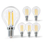 E14 Filament Bulbs 4W, 470LM LED E14 Small Edison Screw Golf Ball, E14 LED Screw Golf Filament Bulb, E14 Led Filament Light Bulb Clear, 2700K Warm White Led Golf Filament,40W Equivalent, 5-Pack