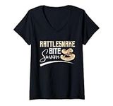 Rattle Rattlesnake Bite Survivor Funny Herpetology Zoology V-Neck T-Shirt